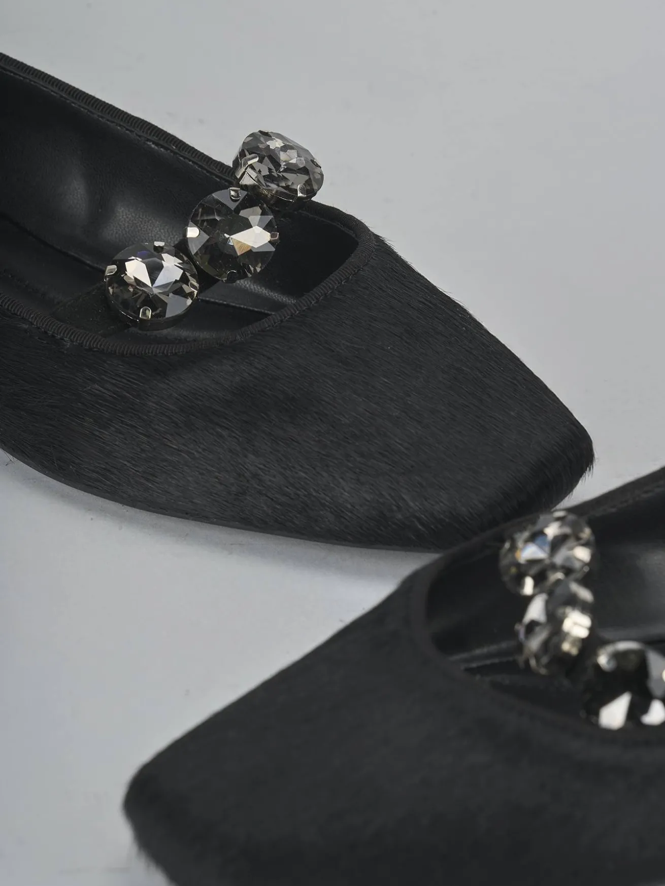 Ballerine tacco 1cm cavallino nero