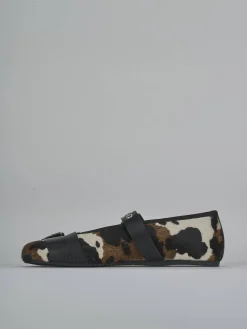 Ballerine tacco 1cm cavallino bianco