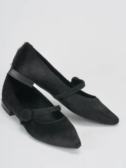 Ballerine tacco 1cm cavallino nero