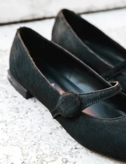 Ballerine tacco 1cm cavallino nero