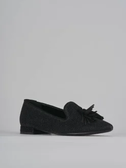 Ballerine tacco 1cm glitter nero