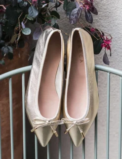 Ballerine tacco 1cm laminato oro