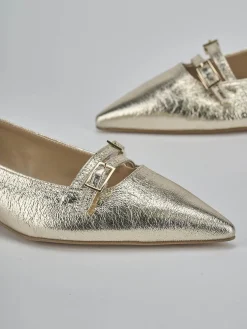 Ballerine tacco 2cm laminato oro