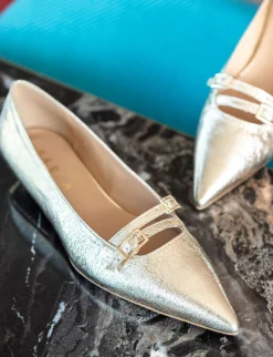 Ballerine tacco 2cm laminato oro