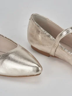 Ballerine tacco 1cm laminato oro