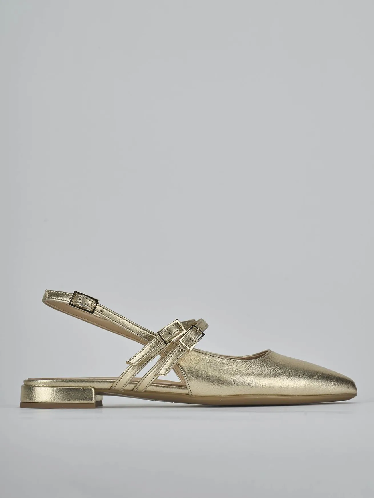 Ballerine tacco 2cm laminato oro