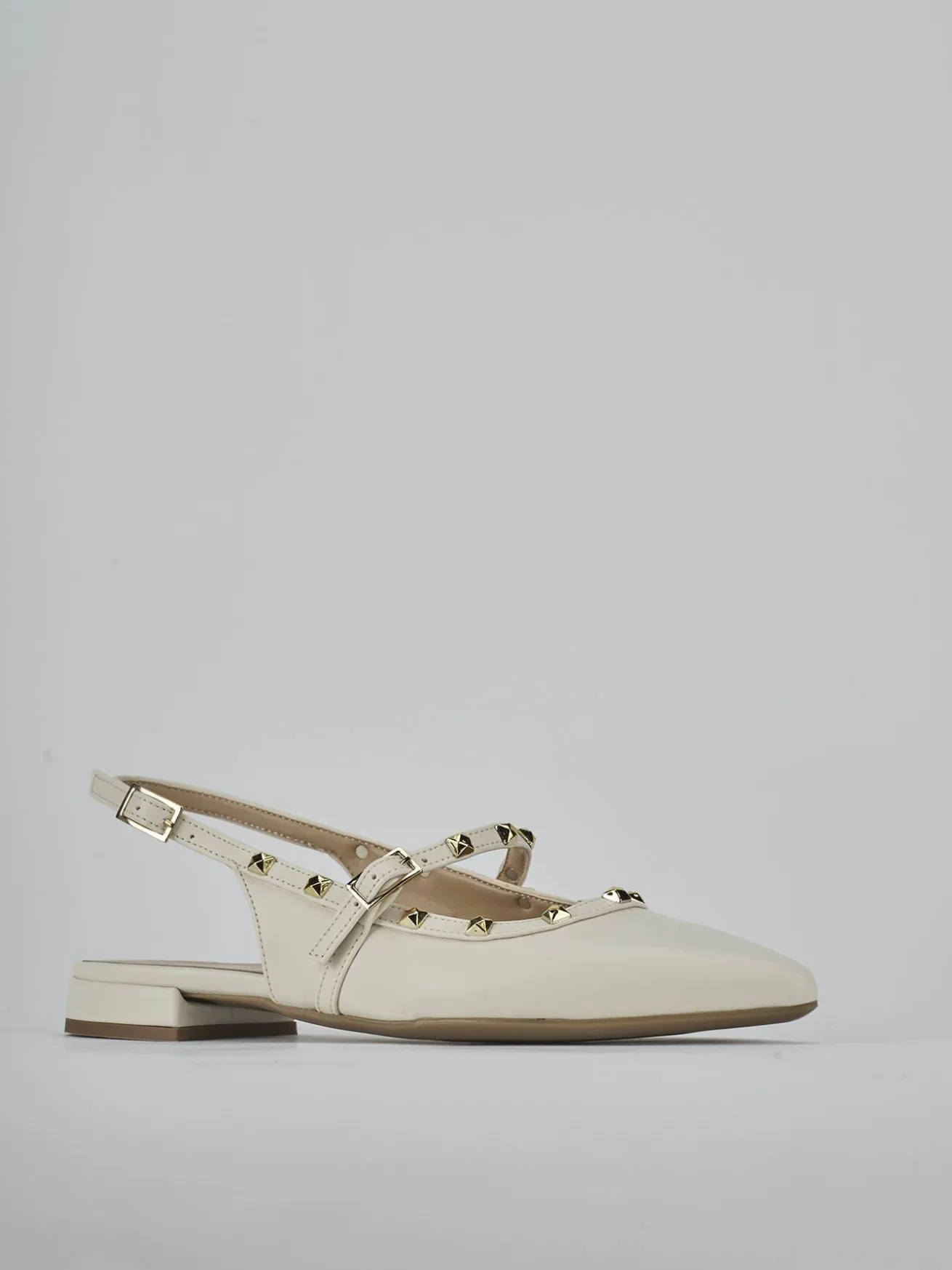 Ballerine tacco 1cm pelle bianco