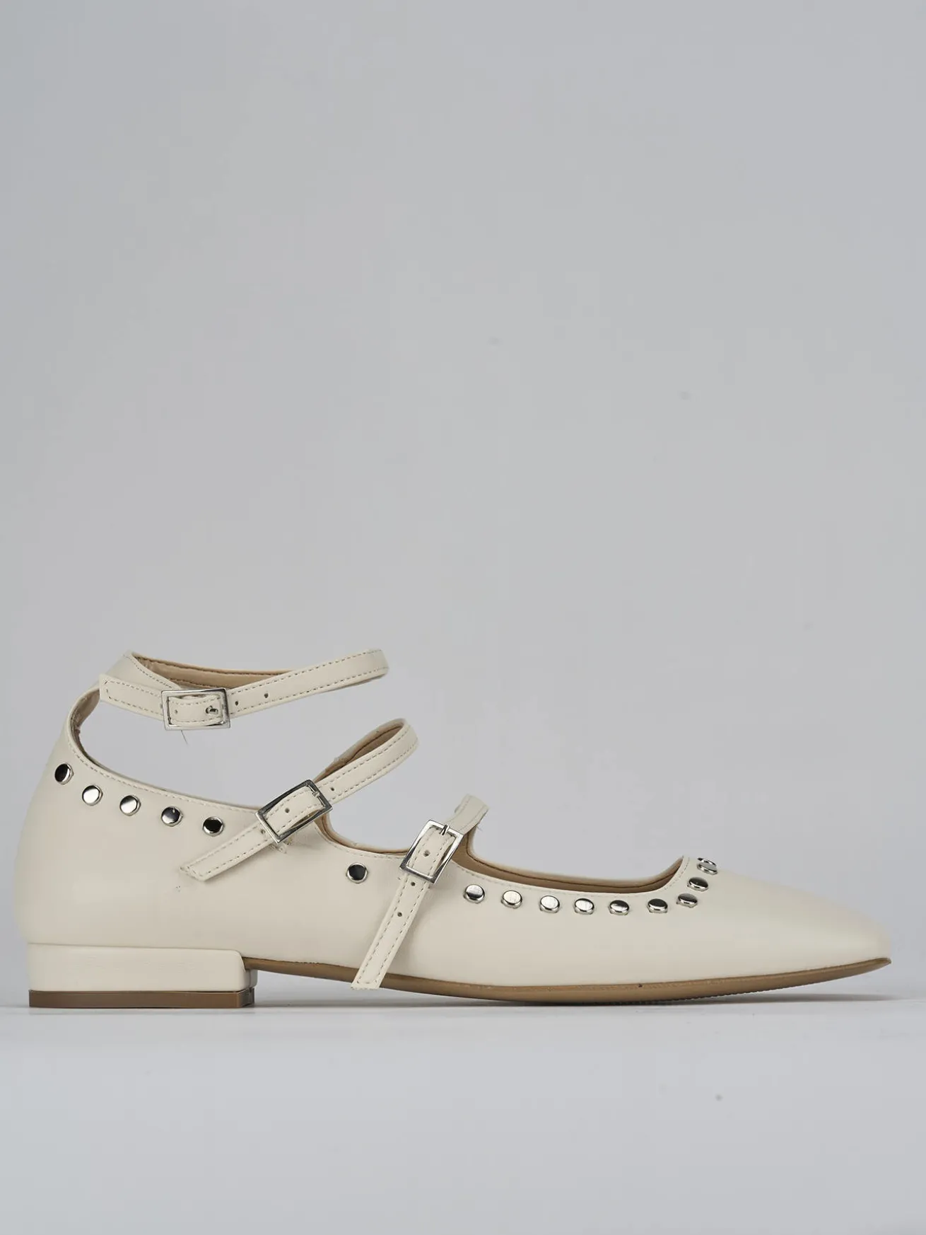 Ballerine tacco 1cm pelle bianco