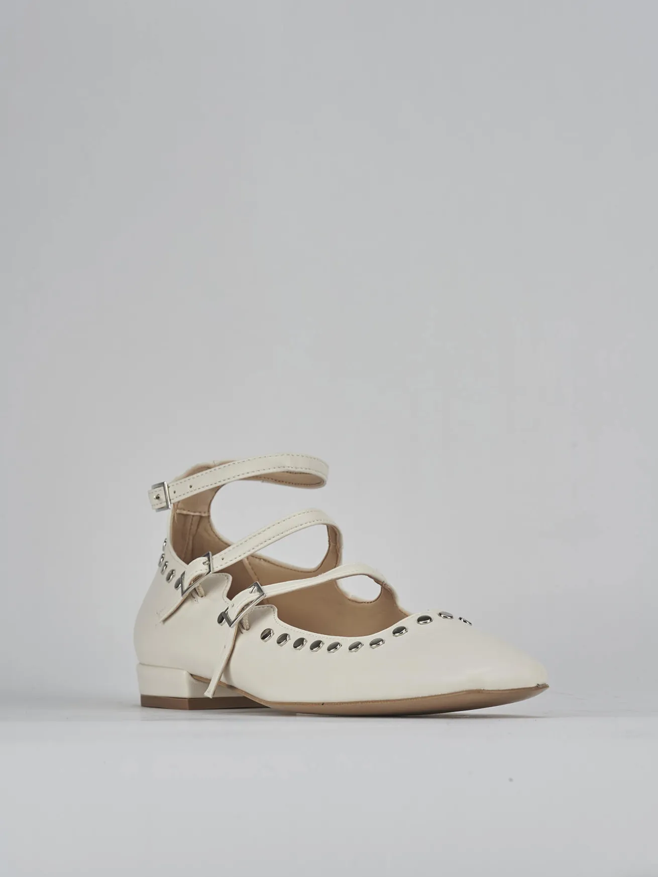 Ballerine tacco 1cm pelle bianco