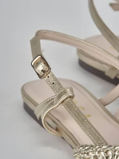 Ballerine tacco 1cm pelle oro