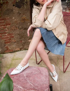 Ballerine tacco 1cm pelle bianco