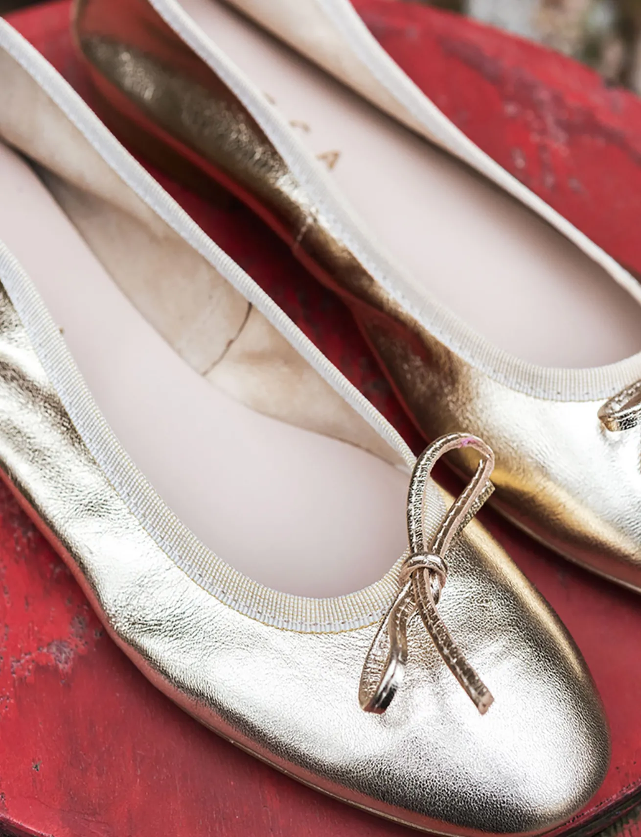 Ballerine tacco 1cm pelle oro