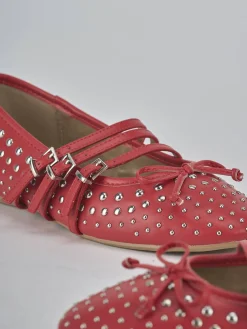 Ballerine tacco 1cm pelle rosso