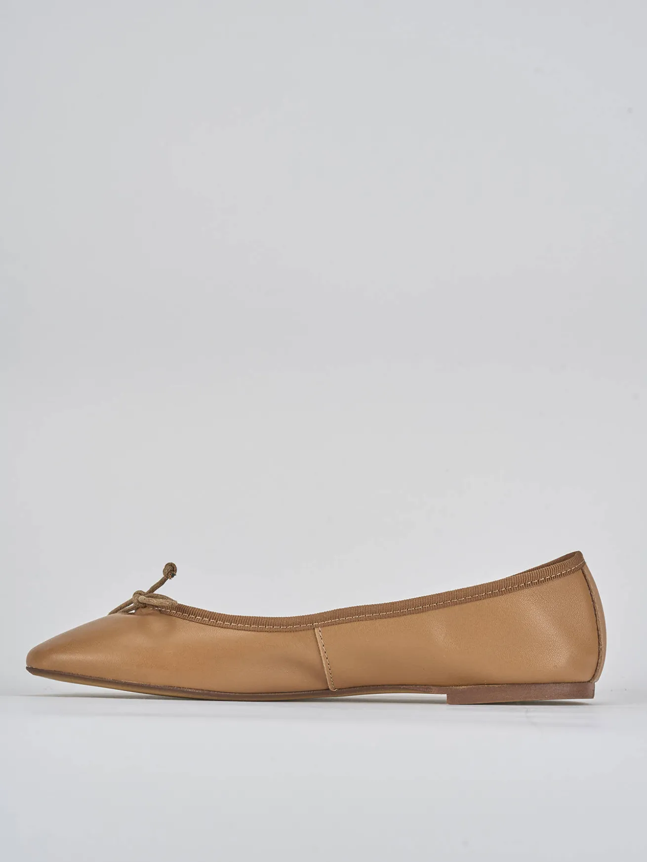 Ballerine tacco 1cm pelle marrone