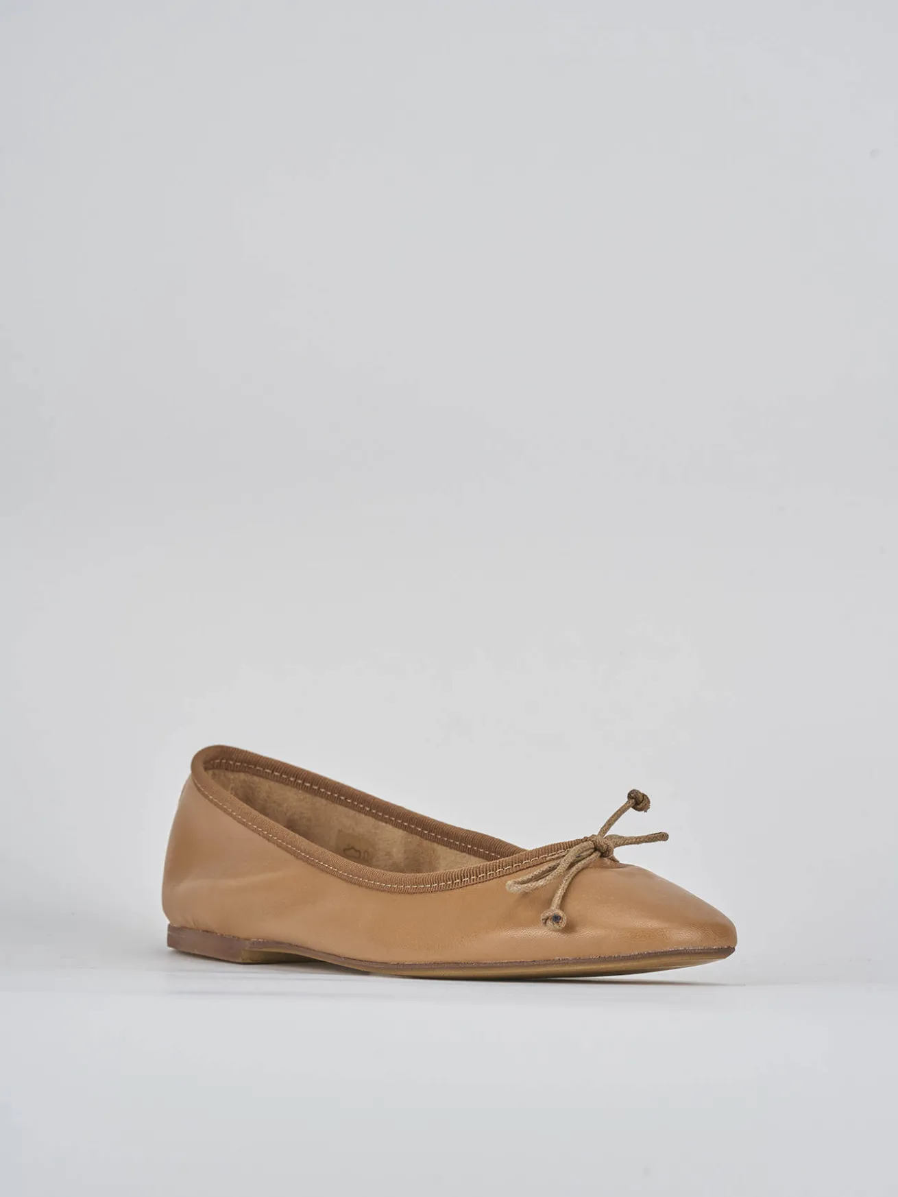 Ballerine tacco 1cm pelle marrone