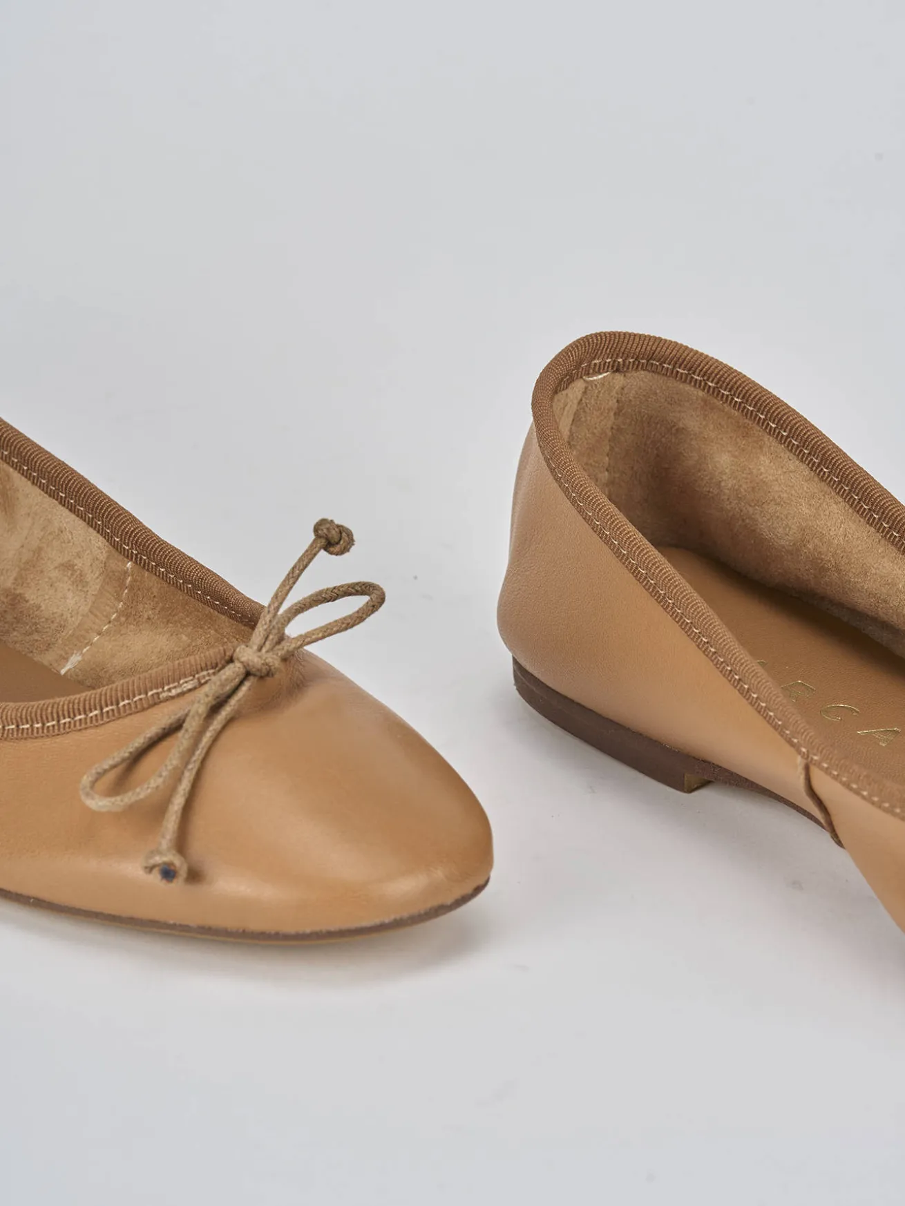 Ballerine tacco 1cm pelle marrone