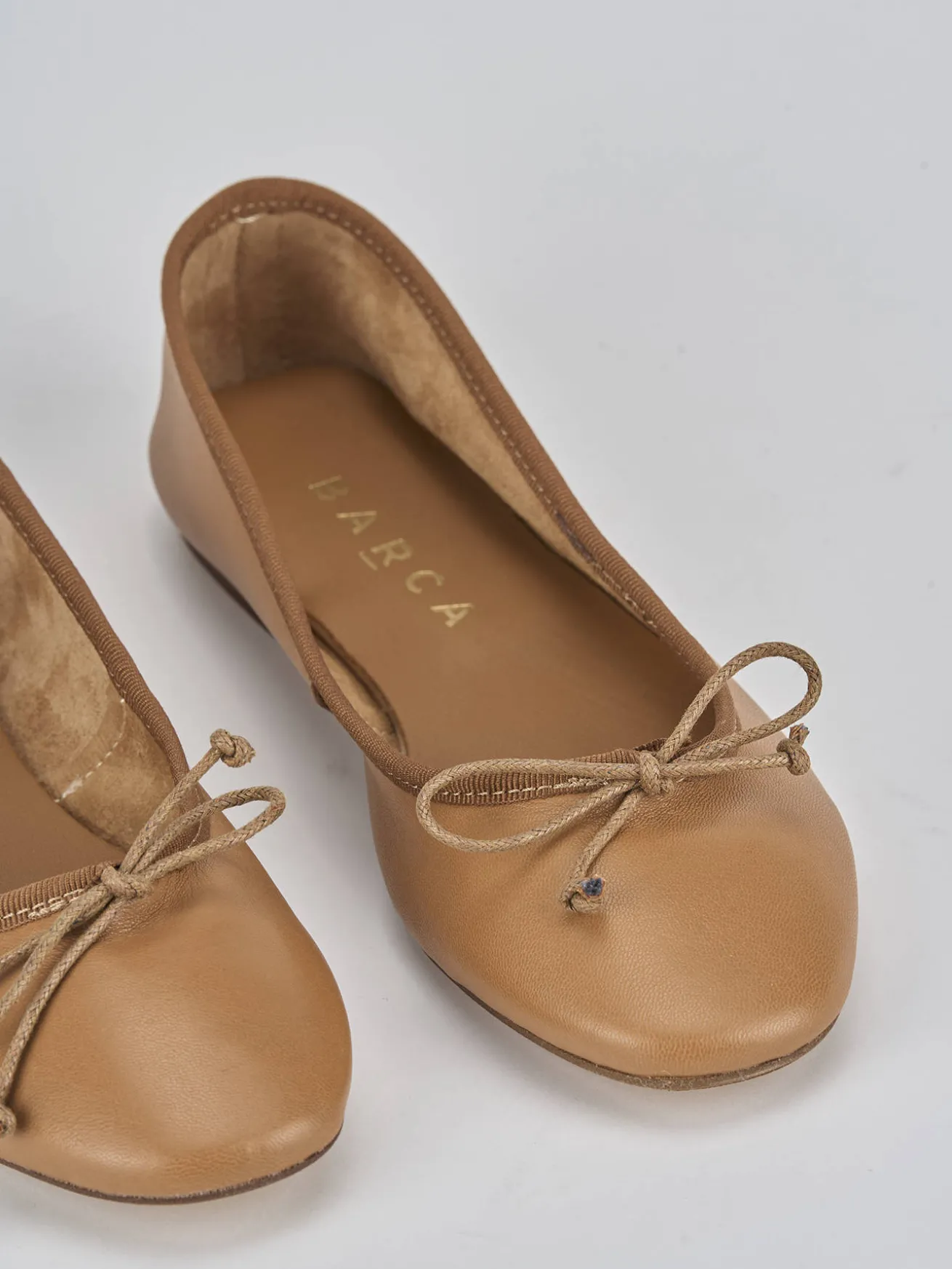 Ballerine tacco 1cm pelle marrone