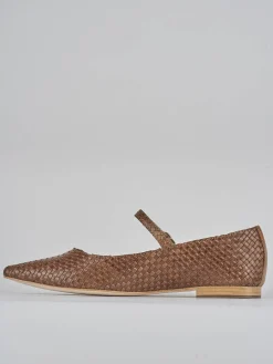 Ballerine tacco 1cm pelle marrone