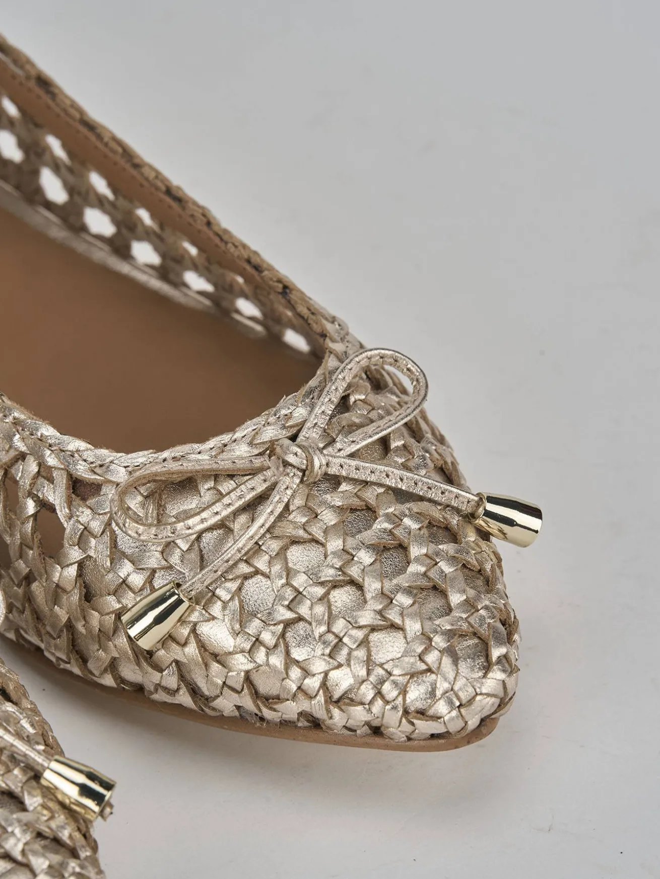 Ballerine tacco 1cm pelle oro