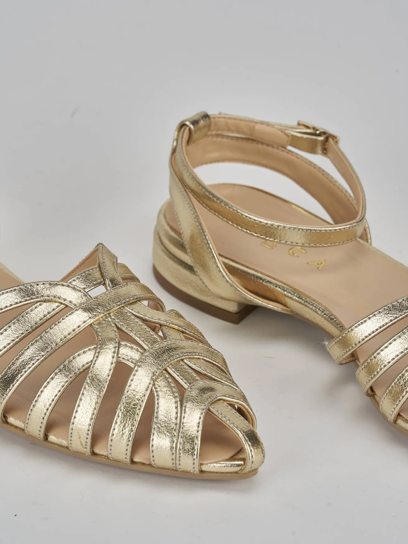 Ballerine tacco 1cm pelle oro