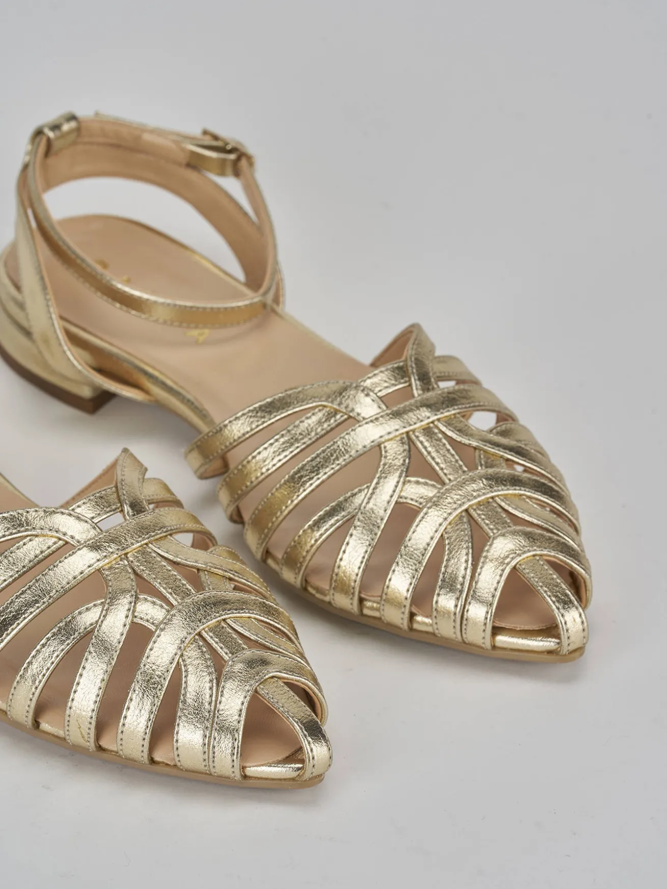 Ballerine tacco 1cm pelle oro