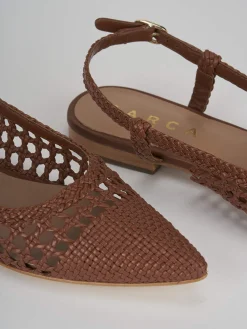 Ballerine tacco 1cm pelle marrone