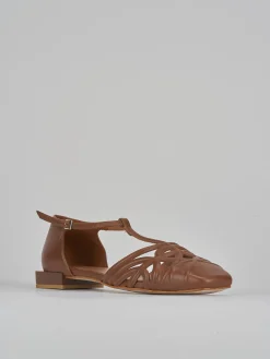 Ballerine tacco 1cm pelle marrone