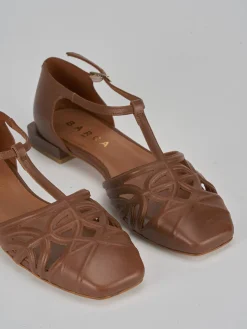 Ballerine tacco 1cm pelle marrone