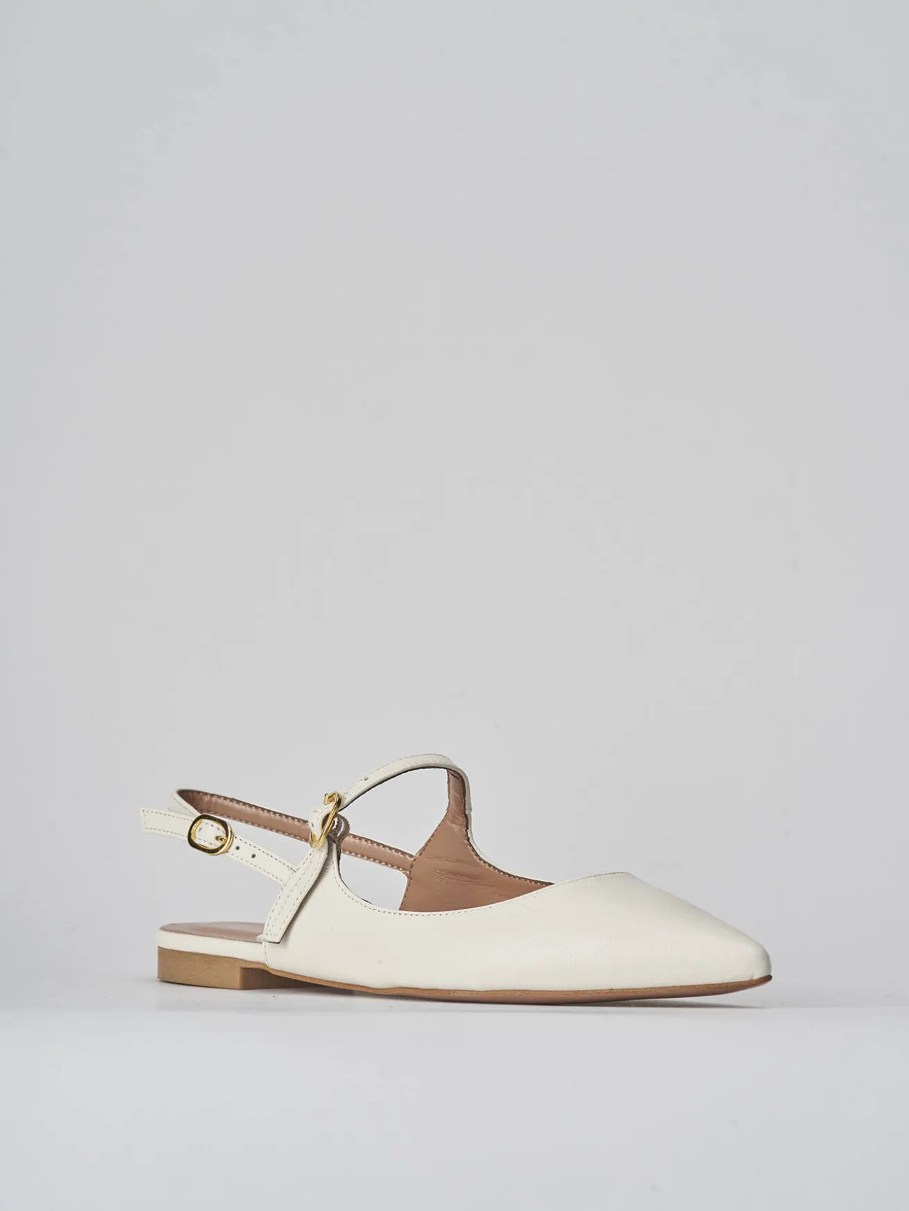 Ballerine tacco 1cm pelle bianco