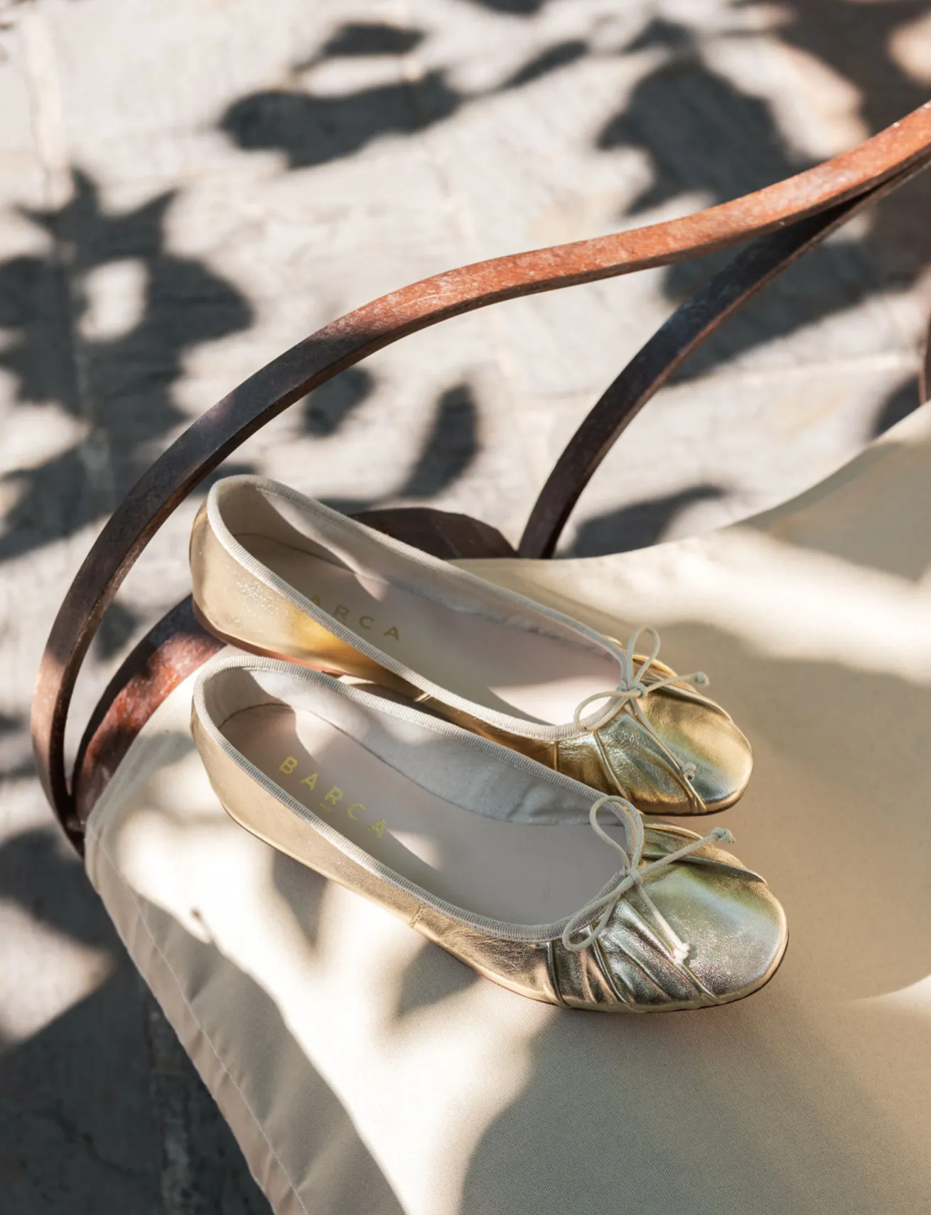 Ballerine tacco 1cm pelle oro