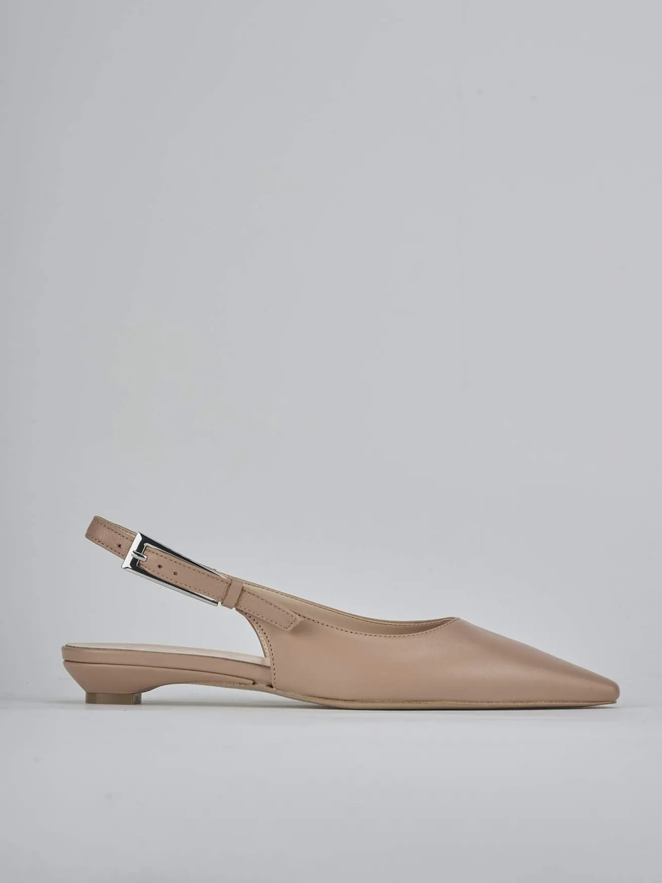 Ballerine tacco 2cm pelle marrone