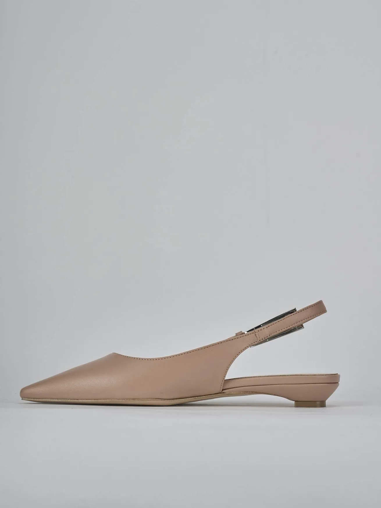 Ballerine tacco 2cm pelle marrone