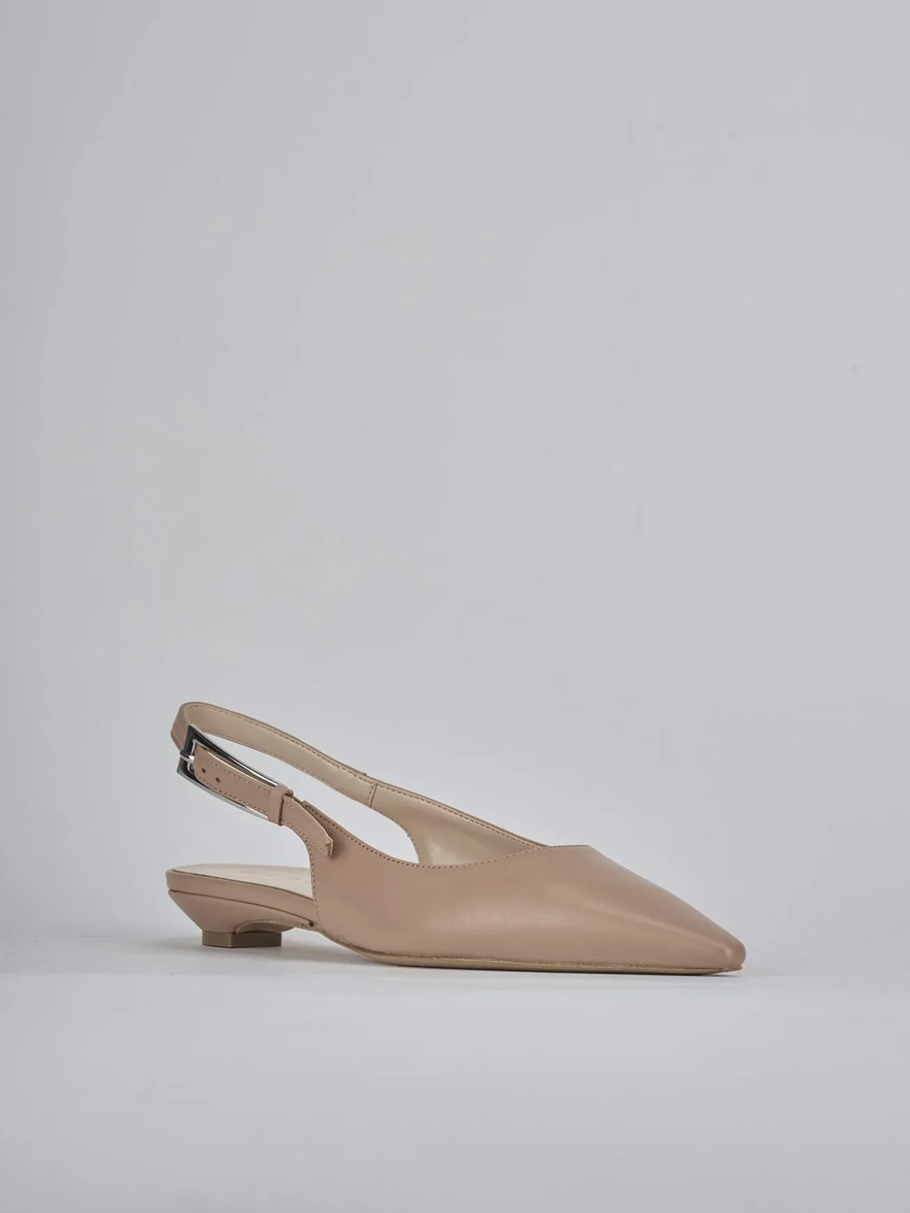 Ballerine tacco 2cm pelle marrone