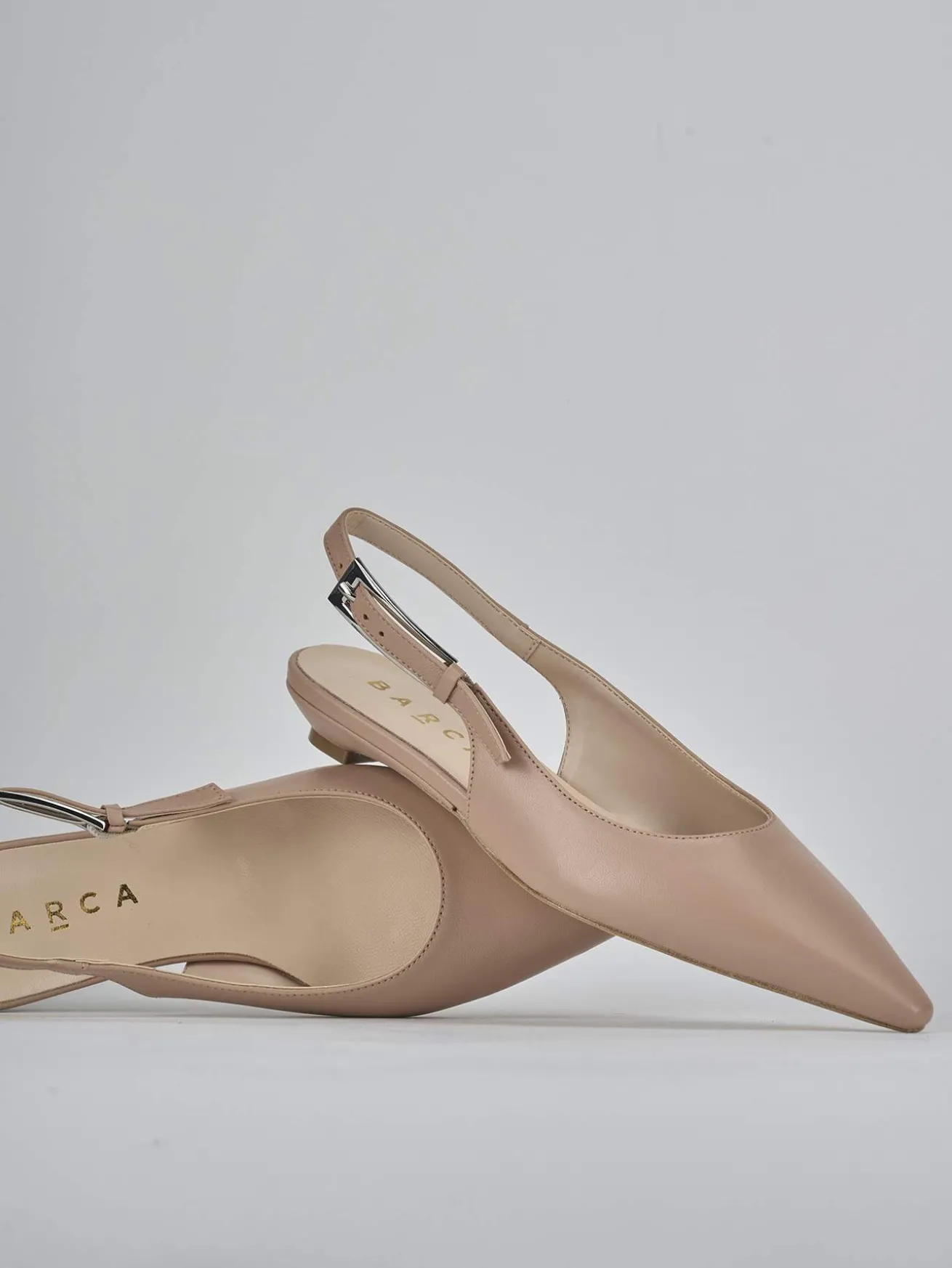 Ballerine tacco 2cm pelle marrone