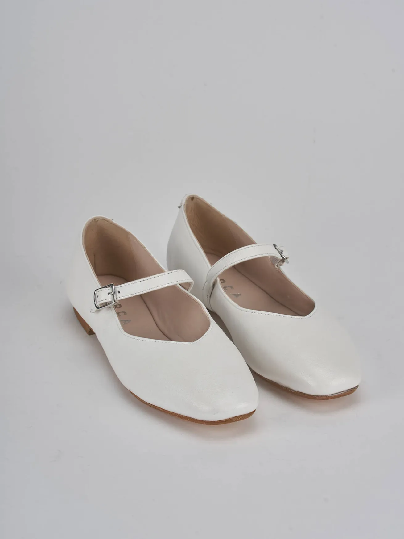 Ballerine tacco 1cm pelle bianco