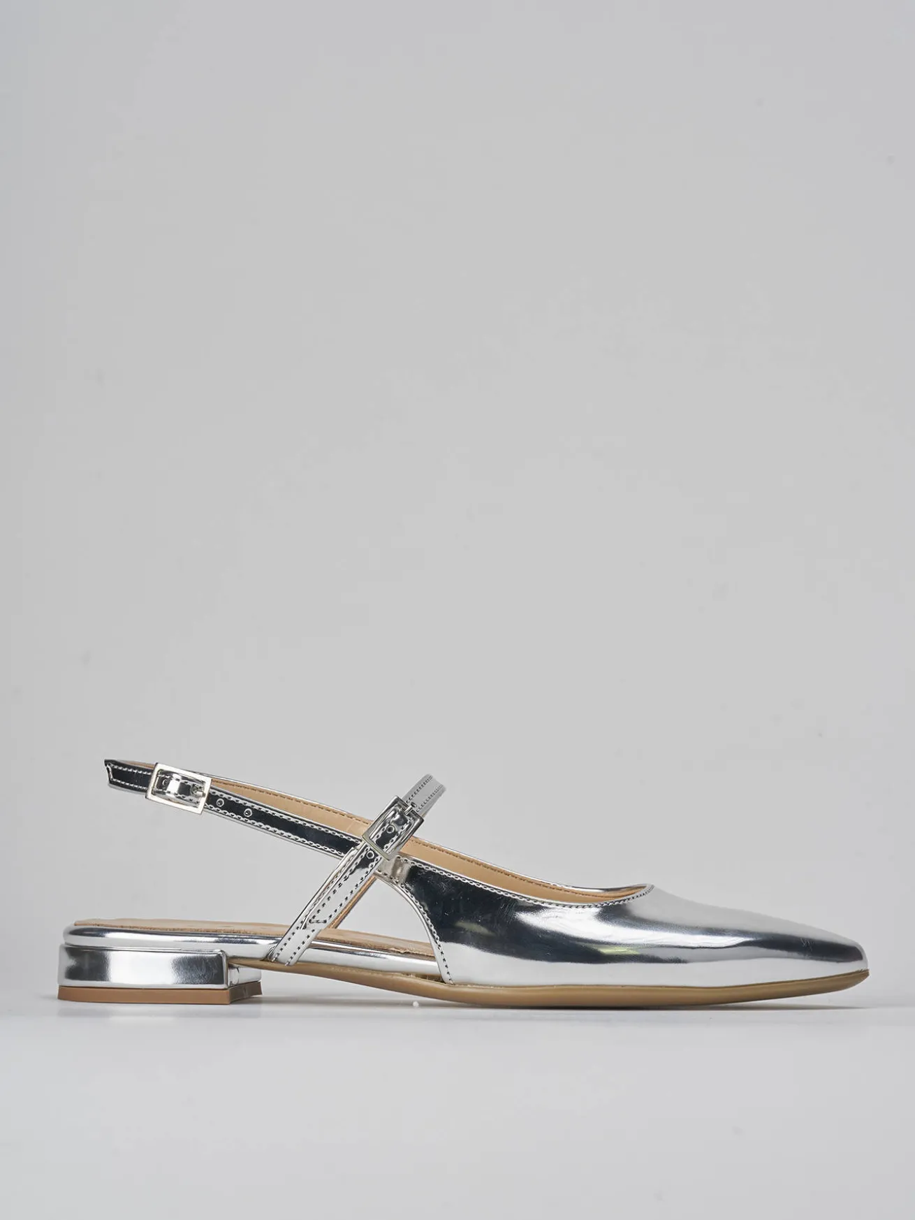 Ballerine tacco 1cm pelle argento