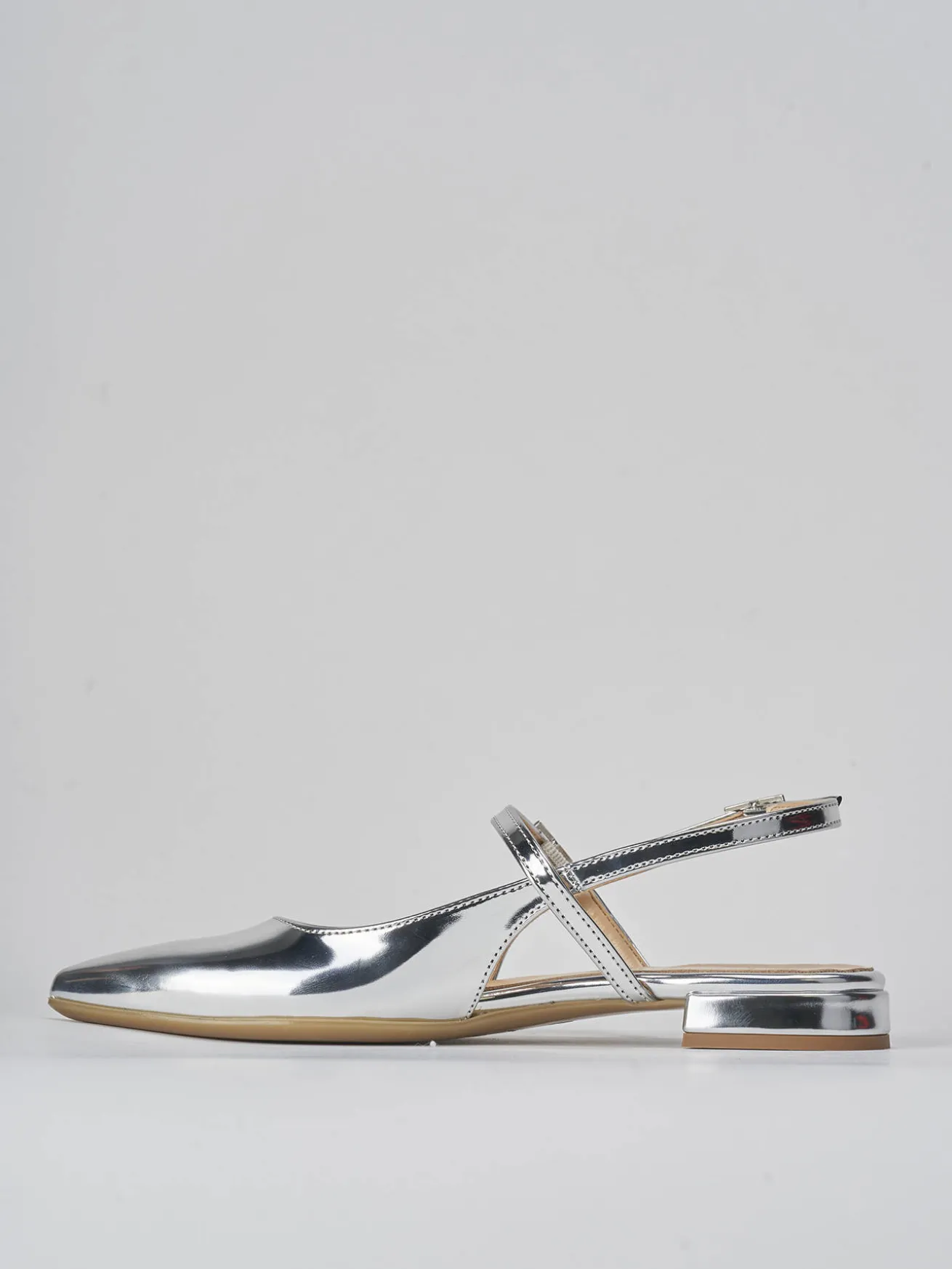 Ballerine tacco 1cm pelle argento