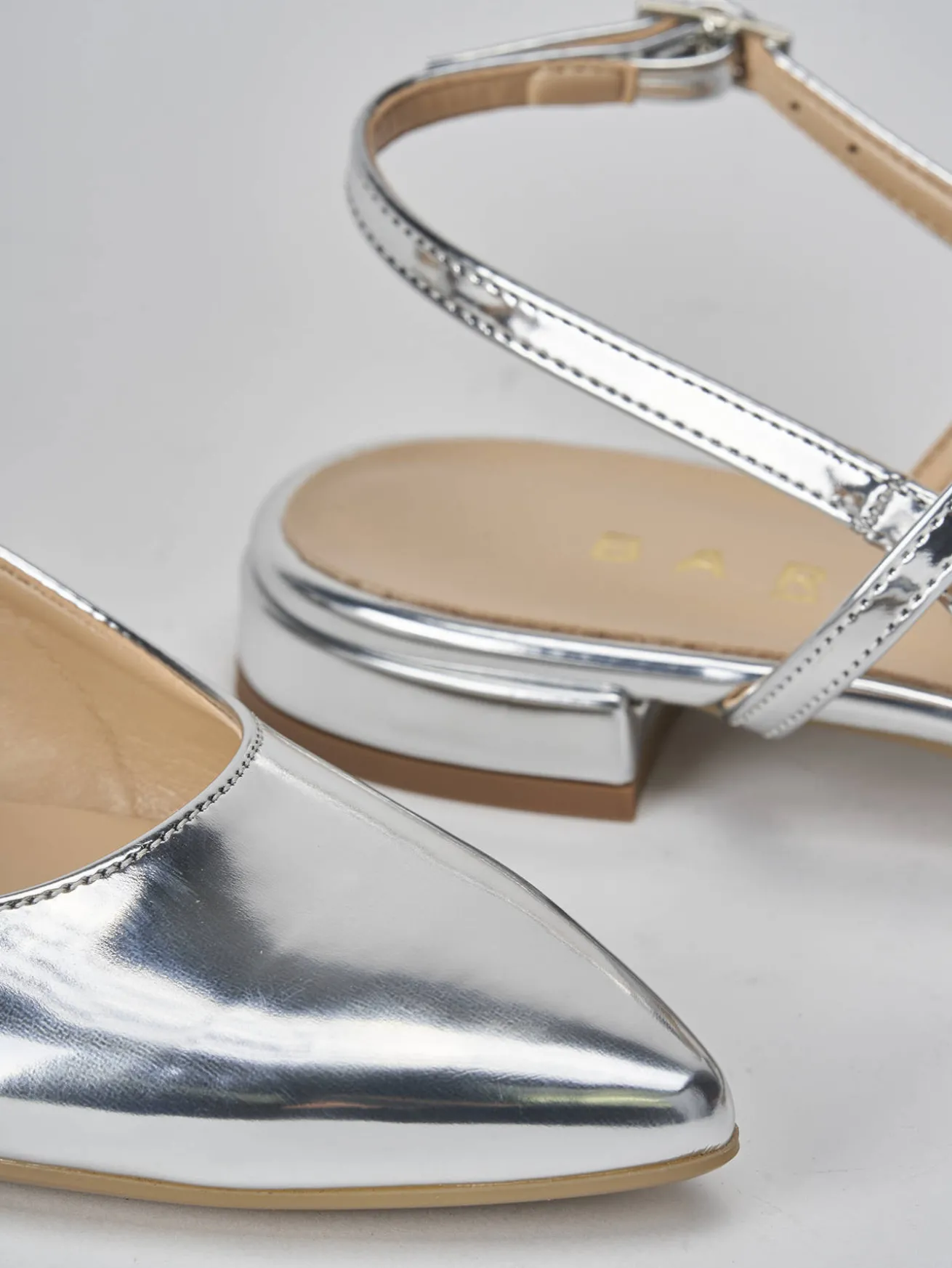 Ballerine tacco 1cm pelle argento