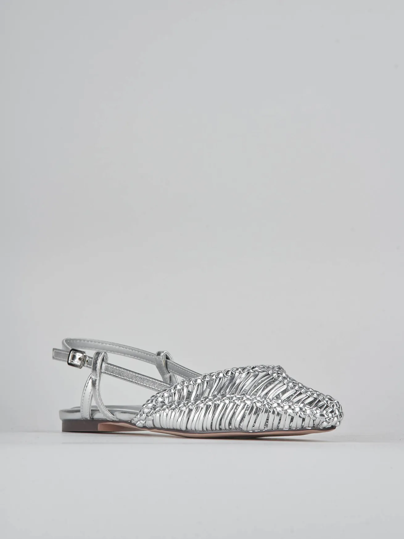 Ballerine tacco 1cm pelle argento