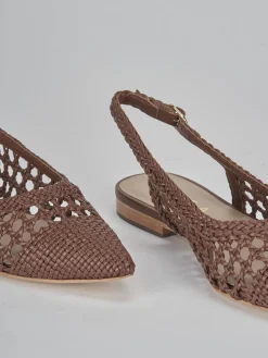 Ballerine tacco 1cm pelle marrone