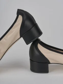 Ballerine tacco 4cm pelle beige