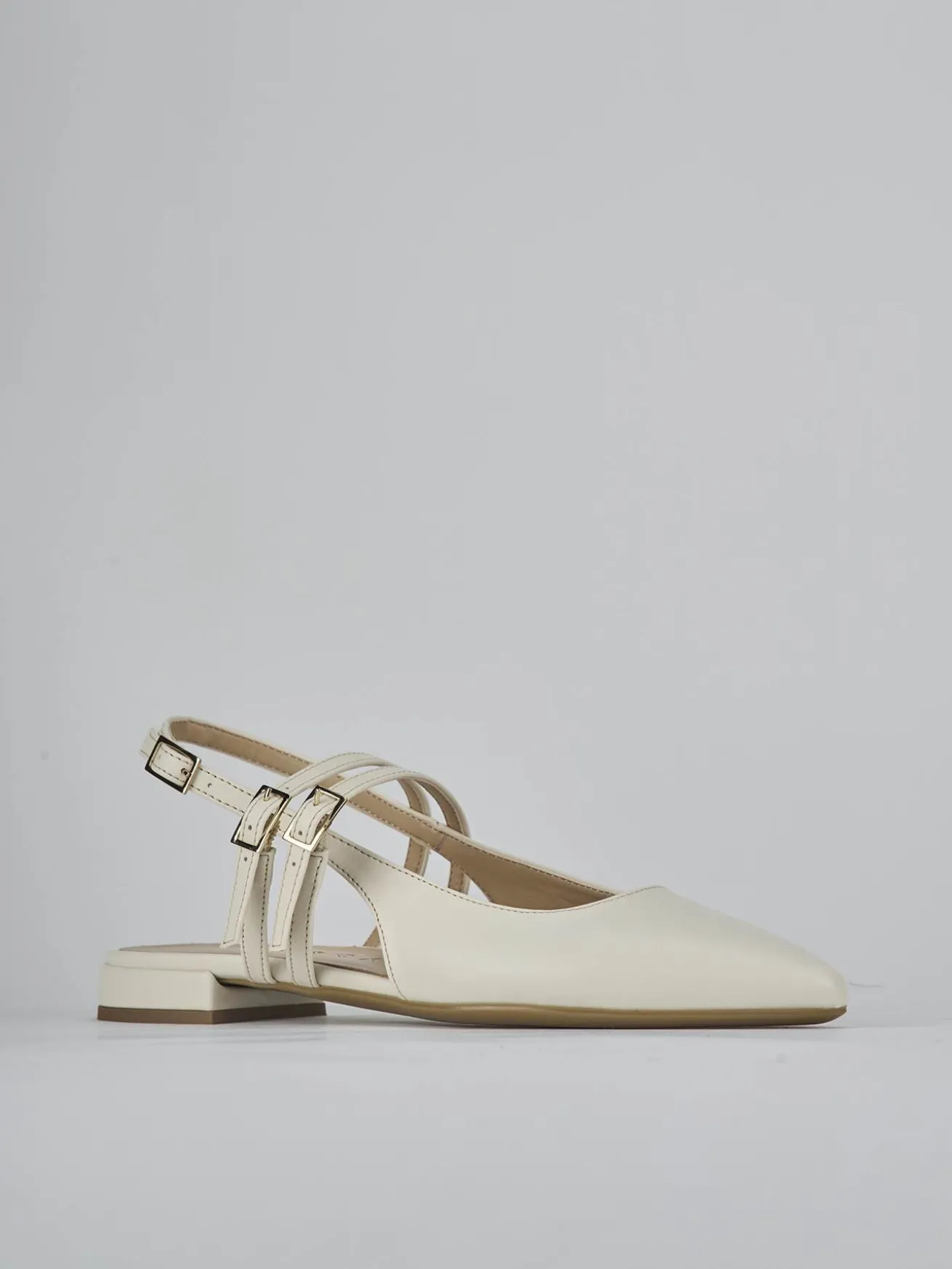 Ballerine tacco 2cm pelle bianco