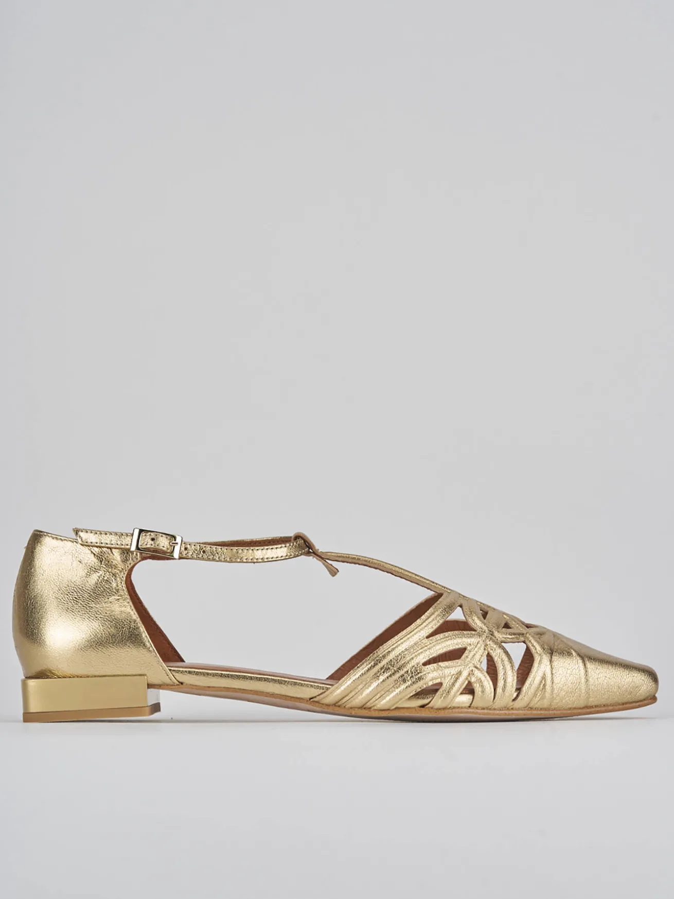 Ballerine tacco 1cm pelle oro