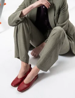 Ballerine tacco 1cm pelle rosso