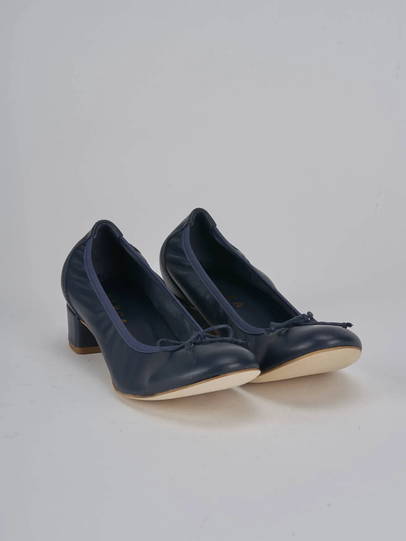 Ballerine tacco 4cm pelle blu