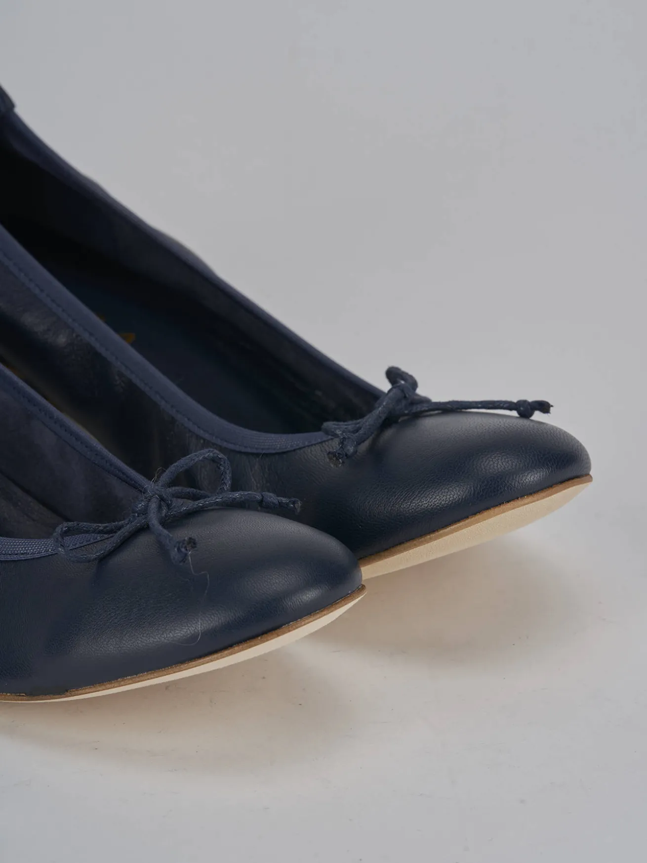 Ballerine tacco 4cm pelle blu