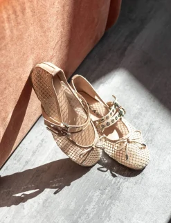 Ballerine tacco 1cm pelle beige