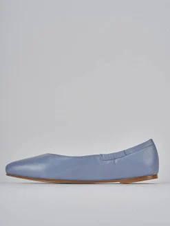 Ballerine tacco 1cm pelle azzurro