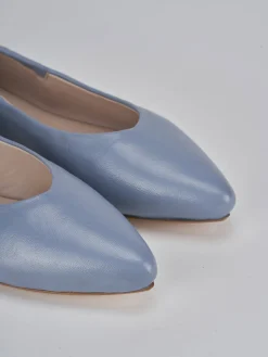 Ballerine tacco 1cm pelle azzurro
