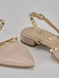 Ballerine tacco 1cm pelle beige